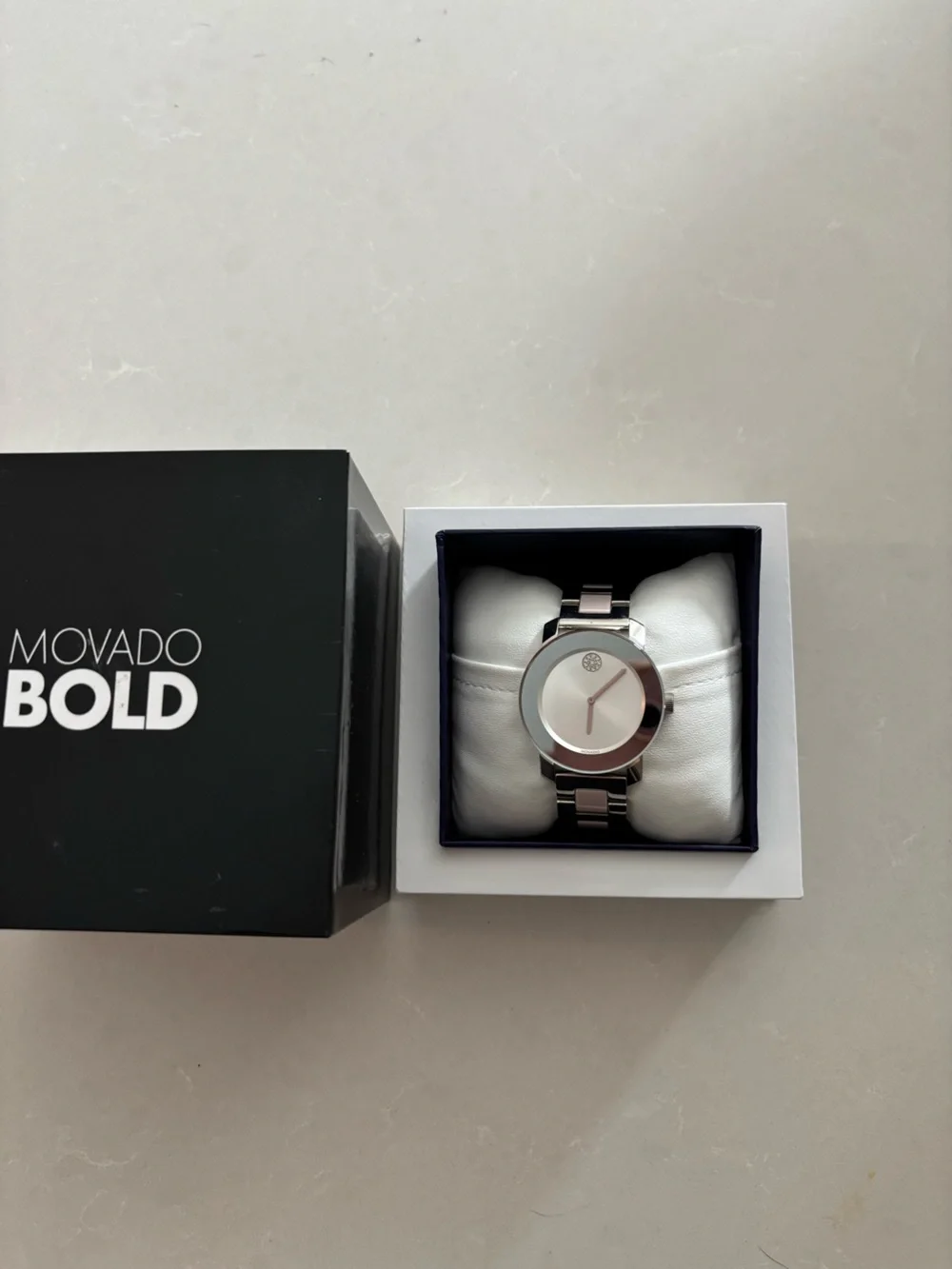 Movado Silver and White Museum Dial Bracelet Watch
